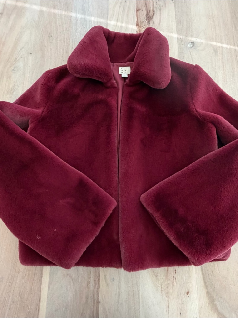 A New Day Target Faux Fur Maroon Jacket Women’s Size XL